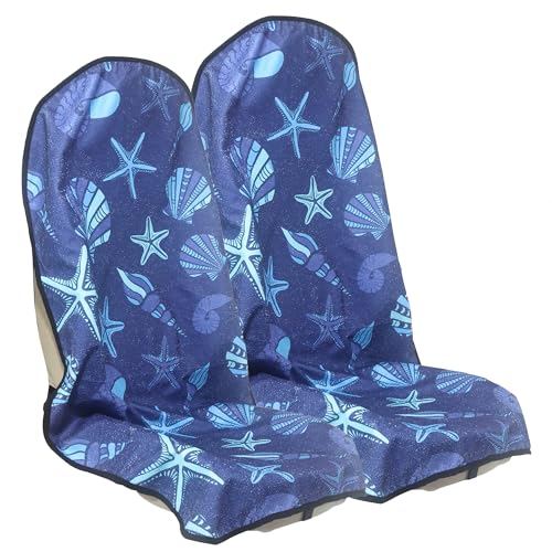 Car Seat Cover Protector Front Seats,for Gym Workout,Running,Swimming,Beach and Hiking,Waterproof Sweat Towel Bucket Seat Covers for Cars SUV Trucks (Conch Shells Starfish, 2Pcs) - color: Conch Shells Starfish, size: 2Pcs Front Seat Towel