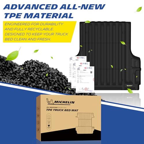 MICHELIN Truck Bed Mat for 2005-2021 Nissan Frontier 5 FT / 60.3" Only, All-Weather Truck Bed Liner, Custom Fit, Durable TPE Bedliner, Non-Slip - size: 3) Frontier | 05-21 | 5 FT