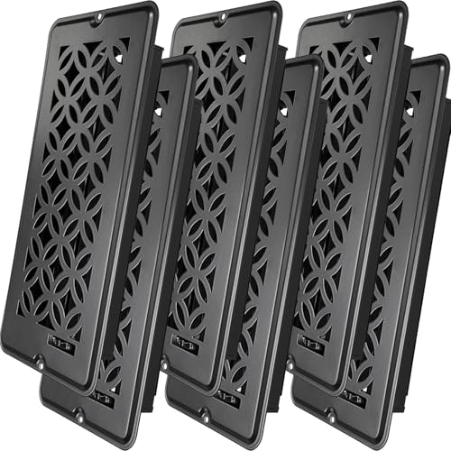 4x10 Vent Cover, Floor Vent Cover, Srews Included, Air Vents, All Steel Heavy Duty Floor Register, Easy Adjustable Air Supply Lever, or Wall Vents (4" x10" Black, 6Pack) - color: 4 x10 Black, 6Pack