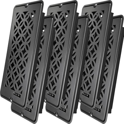 4x10 Vent Cover, Floor Vent Cover, Srews Included, Air Vents, All Steel Heavy Duty Floor Register, Easy Adjustable Air Supply Lever, or Wall Vents (4" x10" Black, 6Pack) - color: 4 x10 Black, 6Pack