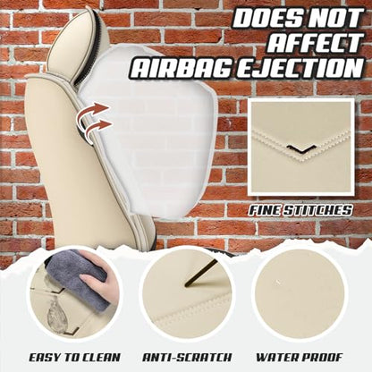 Car Seat Covers for Ford Mustang 2000-2026, Premium Nappa Leather Car Seat Cover, Stylish Sport Seat Covers， Automobile Seat Cover Sets.(Luxury 2 Seats/Beige)