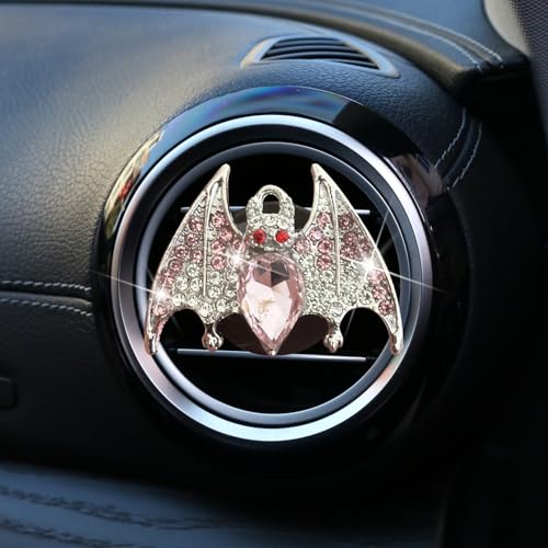 New Bat Aromatherapy Car Decoration Clip Car Air Vent Decorative Fragrance Bat Rearview Mirror Pendant Ambience Decoration Pendant (Silver Bat & Silver Bat Pendant) - size: Silver Bat & Silver Bat Pendant