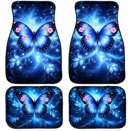 Butterfly Car Car Floor Mats Set of 4 Dream Pink Flowers Automotive Foot Mats Rugs Carpet for Car Non-Slip Auto Car Accessories Universal Fit Car Accessories for Truck - color: Butterfly Car