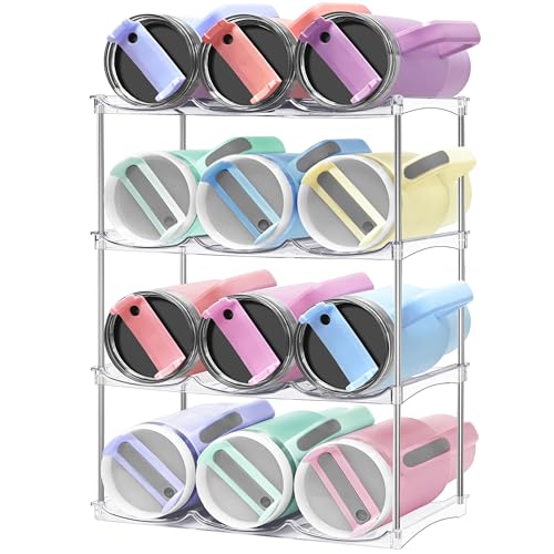 Water Bottle Organizer for Stanley 40 oz Tumbler - Large Capacity Water Bottle Holder for Cabinet, Kitchen Organizers and Storage for Stanley Cup Accessories, Tumbler Organizer Storage Rack, 4 Pack - size: 12 bottles