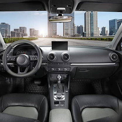 SEG Direct Car Steering Wheel Cover for Prius Civic Model 3 Model Y Camaro, Small Size 14-14.25 inch, Black and Gray Microfiber Leather - color: Black and Gray, size: Small size[14''-14 1/4'']