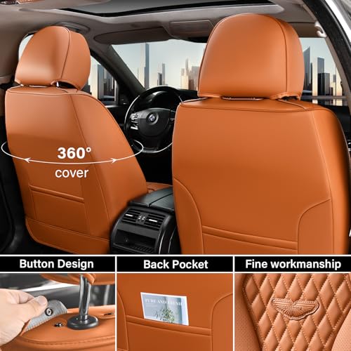 Coverado Seat Covers,Waterproof Seat Covers Front Seats, Brown Car Seat Cover, Luxury Front Car Seat Covers Leather Car Seat Protector, Automotive Car Seat Covers Universal Fit Most Cars - color: Brown, size: FrontPair