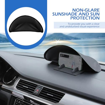 Cell Phone Sun Shade, Anti-glare & Heat-blocking Vehicle Dashboard Phone Cover, No-install Foldable Mobile Sunproof Shade, Universal for Cars, Trucks, SUVs (Black)