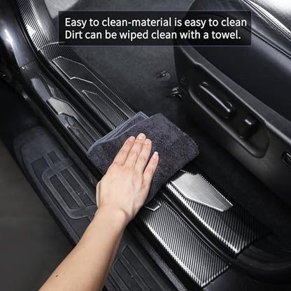 10 Pcs Car Door Sill Protector for 2016-2023 Toyota Tacoma Double & Crew Cab - Premium Stainless Steel & ABS Plastic Door Entry Guards for Tacoma - Easy Install, Scratch Resistant, Waterproof