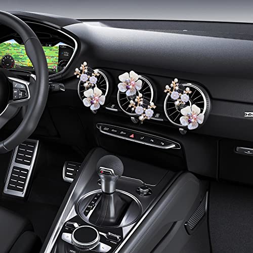 Bling Flower Air Vent Clips, 6 Pcs Cute Daisy Car Fresheners, Diffuser With Rhinestone Interior Decoration Charm, Diamond Decor Accessories for Women Girls