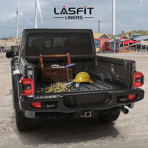 LASFIT 5FT Bed Mat for Jeep Gladiator JT 2026 2025 2024 2023 2022 2021 2020 (60 inches), All Weather TPE Custom Fit Truck Bed Mat Truck Bed Liner, Black - style: Gladiator 2020-2026 Bed Mat