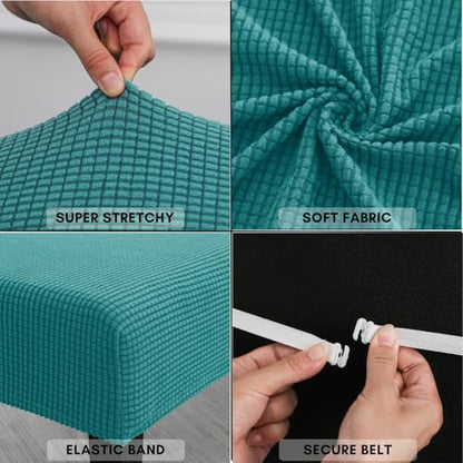 SPRINGRICO Stretch Dining Bench Cover, Removable Bench Slipcover Washable Bench Seat Protector Rectangle Bench Cover for Dining Room, Living Room, Bedroom, Kitchen (S1-Teal) - color: S1-teal