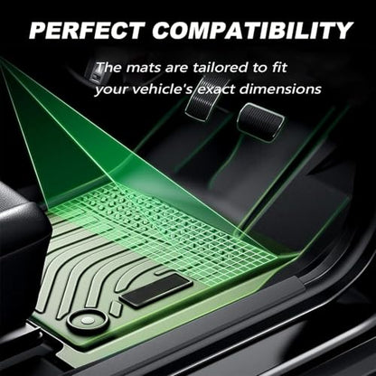 Floor Mats Compatible with 2010 2011 2012 2013 2014 2015 2016 2017 Equinox Terrain All-Weather TPE Rubber Floor Liners 2 Row Carpets Black