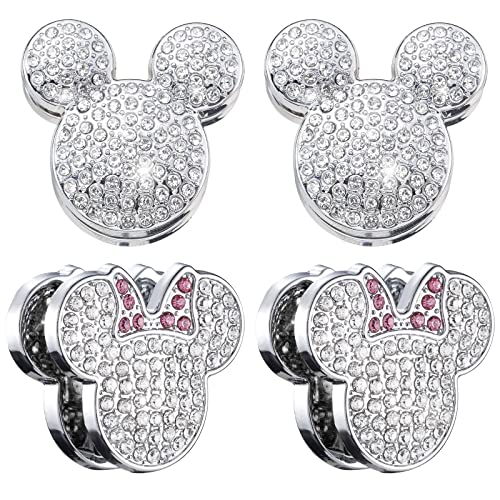Pangpai Bling Car Hooks, Cute Rhinestones Car Organizer Interior Accessories, Car Dashboard Decorations Hook for Grocery Bags Umbrellas Handbag Purse (4 Pack) - color: mickey*2+minnie*2