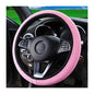 Moly Magnolia Elastic Stretch Steering Wheel Cover, Universal 15 Inch Auto Steering Wheel Cover, Microfiber Breathable Ice Silk, Anti-Slip, Odorless,Warm in Winter and Cool in Summer (Pink) - color: Pink
