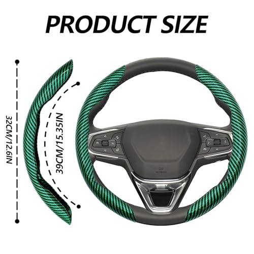 2pcs Universal Fit Carbon Fiber Steering Wheel Cover, Anti-Skid Steering Wheel Cover/Segmented Steering Wheel Protector/Car Interior Accessories (Bright Green) - color: Bright Green