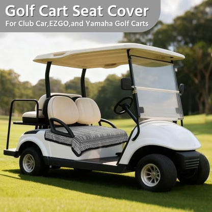 Golf Cart Seat Covers, Universal Golf Cart Seat Towel Blanket for Yamaha, EZGO, Club Car, Icon and More 2-Seat Carts, 100% Microfiber Keeps Seat Comfortable and Clean - color: black