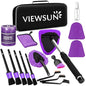 Windshield Cleaner Tool, 17Pcs Purple Car Interior Cleaning Kit, Detailing Kit Cleaner, Detailing Brush, Cleaning Gel, Inside Cleaning Supplies Accessories for Trucks, SUVs, RVs Window