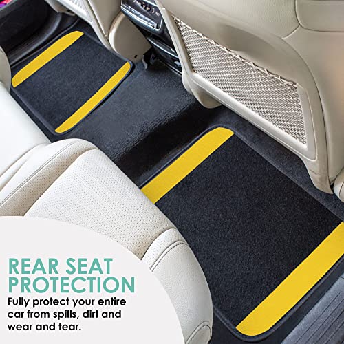 FH Group Universal Fit Premium Carpet Automotive Floor Mats Fits Most Cars, SUVs, and Trucks with Driver Heel Pad, Full Set Yellow - color: Yellow