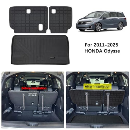 Cargo Liner Trunk Mats for 2011-2025 Honda Odyssey, TPE All Weather Protection Car Trunk Mat Accessories-Black - size: 2011-25|For Honda Odyssey|Cargo Liner