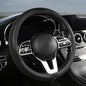 38cm Car Steering Wheel Cover, Universal 15 inch, Microfiber Breathable Ice Silk,Warm in Winter and Cool in Summer, Anti-Slip, Odorless, Easy to Install - color: BLACK