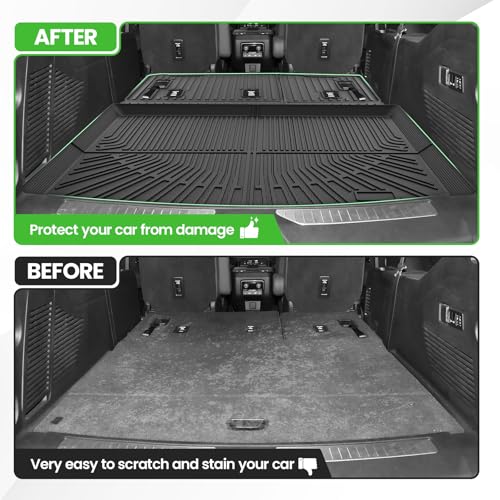 Cargo Liner for Chevy/Chevrolet Suburban & GMC Yukon XL & Cadillac Escalade ESV 2015-2020, All Weather Cargo Mats for Suburban Accessories, Heavy Duty TPE Trunk Mat, Car Accessories - size: 8)Chevy Suburban 15-20