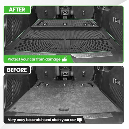 Cargo Liner for Chevy/Chevrolet Suburban & GMC Yukon XL & Cadillac Escalade ESV 2015-2020, All Weather Cargo Mats for Suburban Accessories, Heavy Duty TPE Trunk Mat, Car Accessories - size: 8)Chevy Suburban 15-20