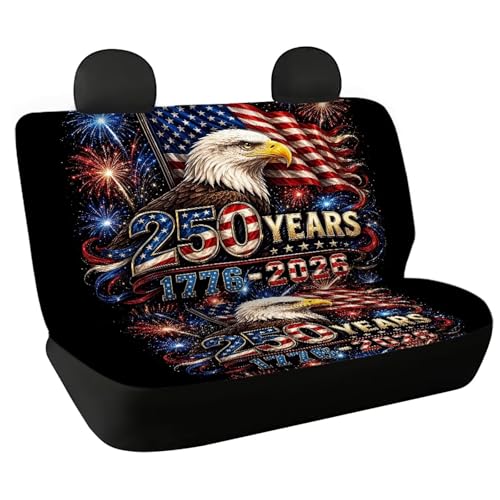 AFPANQZ Car Seat Cover for Rear Bench Seat, American Eagle 250th Fireworks Automotive Back Seat Protector Dogs Pets Seat Cushion for Trucks Vans SUVs Universal Fit - color: American Eagle 250th Fireworks