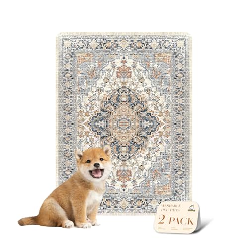 Washable Pee Pads for Dogs, Stylish, Non-Slip and Leak-Proof Pee Pads. Reusable Potty Pads for Dogs for Crates and Floors.(Beige/Multi, 18" x24" )