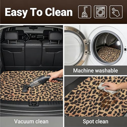 Automotive Floor Mats 5 Pcs, Universal Car Floor Mats, Leopard Print Cargo Liner, Car Accessory for SUVs/Sedan/Wagons, Durable Protective Mat, Trunk Liner for Families/Travel Enthusiasts - style: Bundle 4