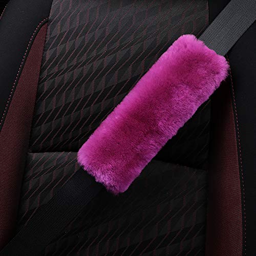 OGLAND 2 Pack Automotive Authentic Sheepskin Car Seat Belt Pads, Soft Shoulder Pad, Neck Cushion Protector, Genuine Natural Merino Wool (F-Pink) - color: F-PInk, size: Shearling Wool