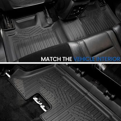 Floor Mats Set for 2016-2026 Dodge Durango (Only for 7 Seats with Bench Seats), All Weather TPE Backrest Mat Trunk Mat Cargo Liner Door Sill Guards Accessories (7 Seats Floor Mats Set)