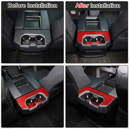 Aunginsy Car Rear Seat Central Armrest Cup Holder Cup Panel Trim Sticker Compatible with Toyota Tundra/Sequoia 2022-2024 Car Back Center Console Cup Holder Decorative Frame Protect Cover Accessories - size: Rear Cup Holder Panel Trim