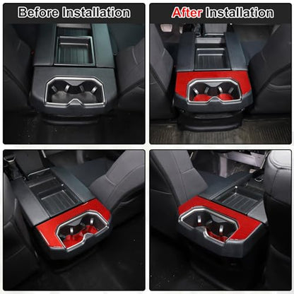 Aunginsy Car Rear Seat Central Armrest Cup Holder Cup Panel Trim Sticker Compatible with Toyota Tundra/Sequoia 2022-2024 Car Back Center Console Cup Holder Decorative Frame Protect Cover Accessories - size: Rear Cup Holder Panel Trim