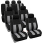 FH Group Three Row Striking Striped Full Set Car Seat Covers, Airbag Compatible & Split Ready – Universal Fit for Cars Trucks & SUVs Gray - color: Gray, size: 3 Row/7 Seater