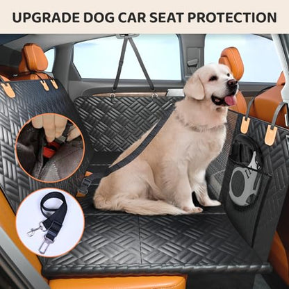 Dog Car Seat Cover for Back Seat, Hard Bottom Back Seat Extender, Back Seat Pet Cover for Dogs - Supports 400lbs, Waterproof Heavy Duty Scratch Dog Hammock for Compact Cars/SUVs, 51in - size: Car/SUV/Small Truck