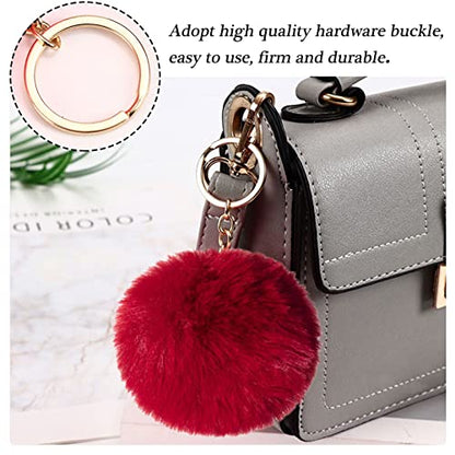 WenMei 4PCS Set Fluffy Steering Wheel Covers with Handbrake Cover&Gear Shift Cover&Plush Keychain Furry Steering Wheel Cover for Women Girl Fashion Warm Car Wheel Protector Fit Most Car (Wine Red) - color: Wine Red