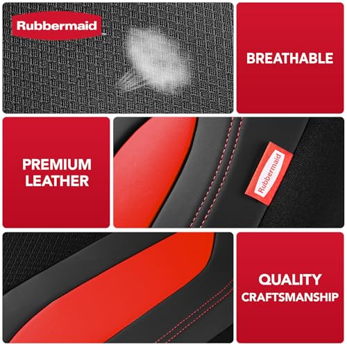 Rubbermaid Leather Mesh Car Seat Covers, Breathable Air Mesh Front Seat Cover, Universal Fit Slip-on Design, Airbag Compatible, Automotive Seat Protector for Most Cars, SUVs, Trucks, Vans-Red - color: Red