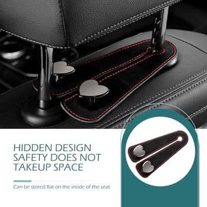 2 PCS Car Purse Hook, Cute Headrest Hooks, Seat Back Storage Holder, for Umbrellas Wallets Support, Multifunctiona Car Accessories (Black)