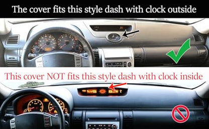 Dash Cover Mat Custom Fit for Infiniti G35 with Clock Outside, Dashboard Cover Pad Carpet Protector BY58(Black) - color: Clock Outside, Black