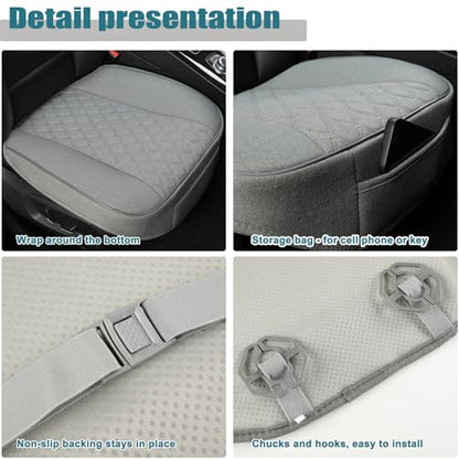West Llama Linen Front Car Seat Cover Protector Anti-Slip Bottom Seat Cover Fits 95% of Vehicles,Wrapping Around The Bottom,Diamond Pattern(Gray-2Pcs) - color: Diamond Pattern-Gray, size: 2 Piece Linen