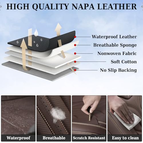 Coverado Front Seat Covers, Car Seat Covers Front Seats, Leather Seat Covers for Cars, Automotive Seat Covers Car Seat Protector Car Accessories Fit for Most Sedans SUV Pick-up Truck(Coffee)