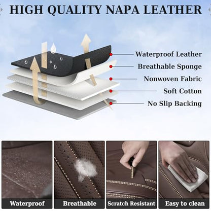 Coverado Front Seat Covers, Car Seat Covers Front Seats, Leather Seat Covers for Cars, Automotive Seat Covers Car Seat Protector Car Accessories Fit for Most Sedans SUV Pick-up Truck(Coffee)