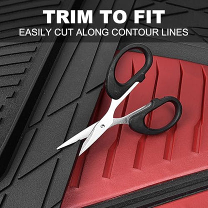 CAR PASS Heavy Duty Rubber Car Mats, Deep-Dish Car Floor Mats All Weather, Universal Two-Tone Trim-to-Fit for SUVs Trucks Sedans, Waterproof Anti-Slip, 3 Pieces V12 Black and Metallic Red - color: Red and Black