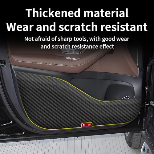 Car Door Anti Kick Pad for Mercedes Benz GLE 2020 2021 2022 2023 2024 2025 2026， GLS 2020-2026 Accessories Carbon Fiber style Leather Sticker Sill Protector Cover Edge Guard Side Mat Interior Dirty