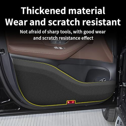 Car Door Anti Kick Pad for Mercedes Benz GLE 2020 2021 2022 2023 2024 2025 2026， GLS 2020-2026 Accessories Carbon Fiber style Leather Sticker Sill Protector Cover Edge Guard Side Mat Interior Dirty