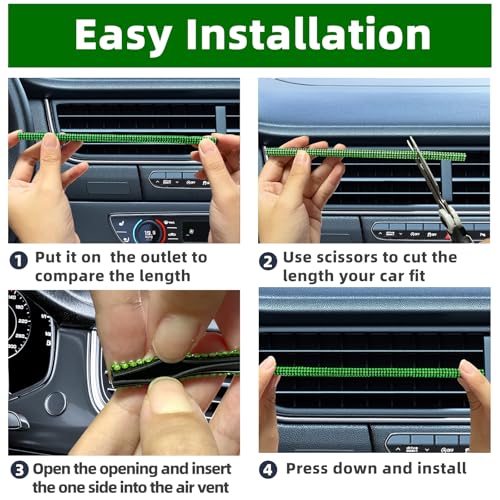 NBTEPEM Bling Car Air Conditioner Decoration Strip for Vent Outlet, 10 PCS Universal Rhinestone Car Vent Outlet Trim Decorations, Bling Interior Accessories for Women and Girls (Green) - color: Green