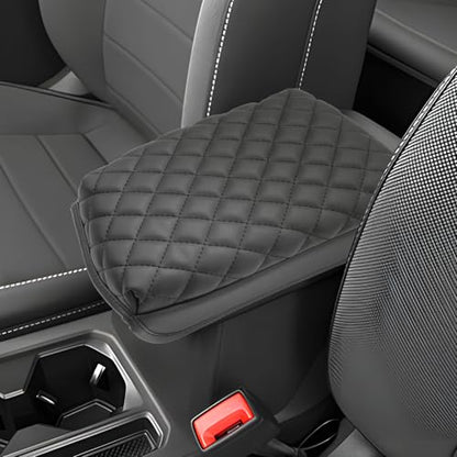 SXCY for 2024 2025 2026 VW Taos Armrest Cover for Volkswagen Taos 2024 2025 2026 Accessories 2022 2023 2024 2025 2026 Taos Center Console Cover 2024-2026 Taos Middle Console Cover (Black Leather Pad) - color: 2022-2025 2026 Taos (Add Pad)