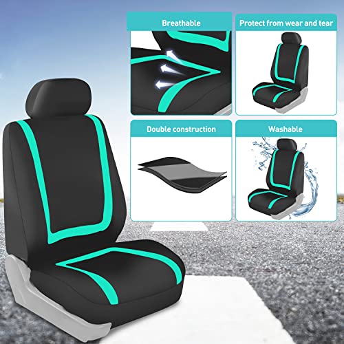 FH Group Car Seat Covers Full Set Cloth - Universal Fit Automotive Seat Covers, Low Back Front Seat Covers, Solid Back Seat Cover, Washable Car Seat Cover for SUV, Sedan and Van Mint - color: Mint, size: Full Set