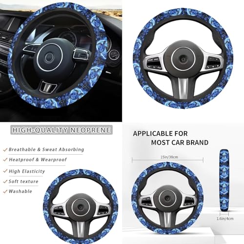 Blue Sea Turtle Car Seat Cover Set for Front and Rear with Steering Wheel Cover 12 Piece Headrest Covers Cup Coasters Armrest Pad Car Accessories Set for Cars Seat Covers - color: Blue Sea Turtle