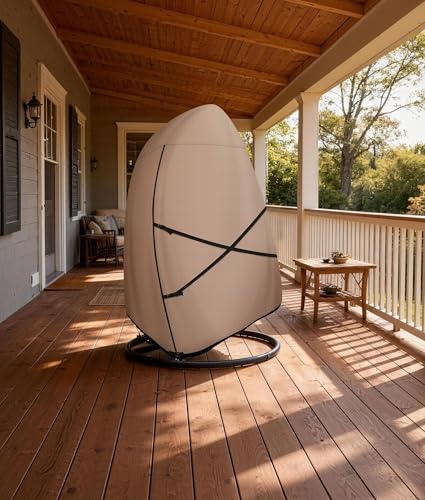 ULTCOVER Patio Hanging Egg Chair Cover - Waterproof Outdoor Double Seat Swing Egg Chair with Stand Cover 66W x 43D x 68H inches - color: Brown, size: Double Seat